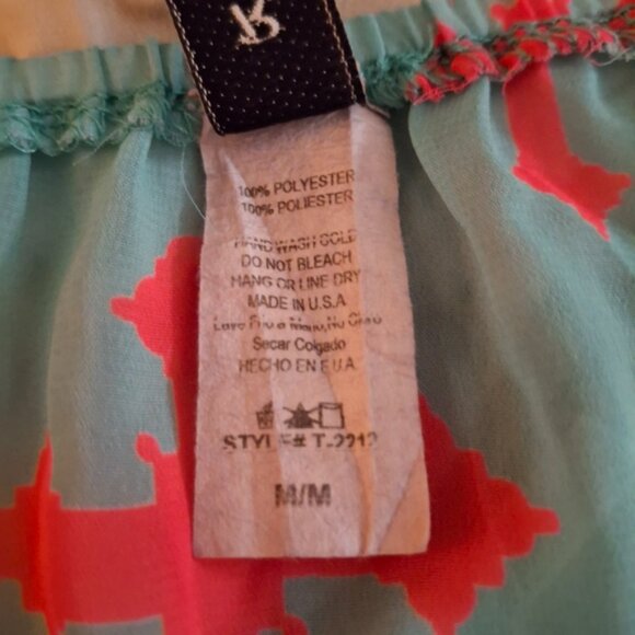 R Rouge Women's Aqua and Pink Cross Pattern Sheer Top - Picture 6 of 8